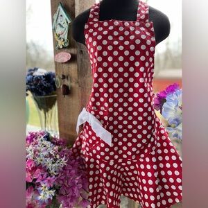 Jessie Steele Red & White Polka Dot Cotton Flirty Feminine Apron NWT One Size